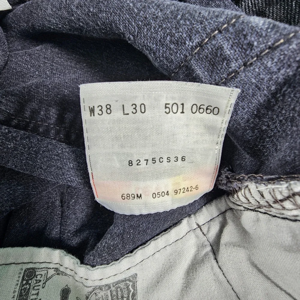 Vintage Levi's 501 Black Denim Jeans 37x26‎ Faded Charcoal Button Fly Y2K 2004